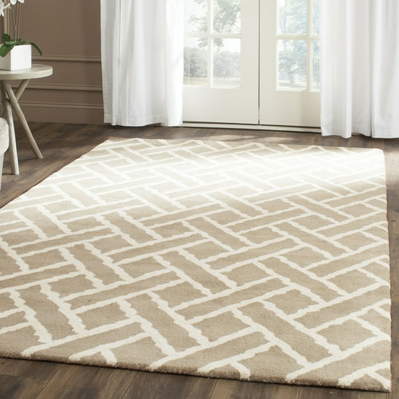 SAFAVIEH Chatham Jerrod Geometric Wool Area Rug, Beige/Ivory, 5' x 5' Square
