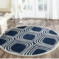 thumbnail image 1 of SAFAVIEH Chatham Shaelyn Geometric Wool Area Rug, Dark Blue/Ivory, 5' x 5' Round, 1 of 10