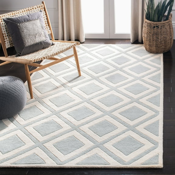 SAFAVIEH Chatham Kestrel Geometric Wool Area Rug, Gray/Ivory, 2' x 3'