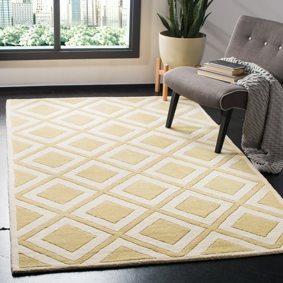 SAFAVIEH Chatham Kestrel Geometric Wool Area Rug, Gold/Ivory, 2' x 3'