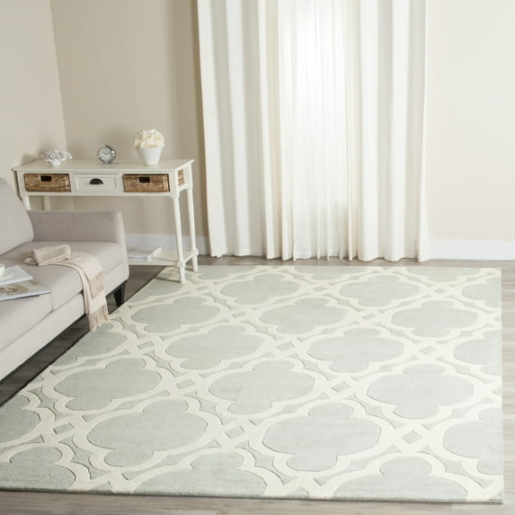 SAFAVIEH Chatham Karina Geometric Wool Area Rug, Gray/Ivory, 3' x 5'