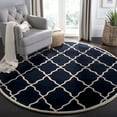 thumbnail image 1 of SAFAVIEH Chatham Clinton Geometric Wool Area Rug, Dark Blue, 7' x 7' Round, 1 of 8