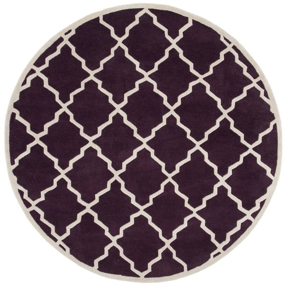 SAFAVIEH Chatham Clinton Geometric Wool Area Rug, Dark Purple, 7' x 7' Round