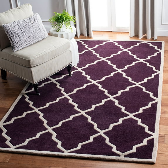 SAFAVIEH Chatham Clinton Geometric Wool Area Rug, Dark Purple, 7' x 7' Square