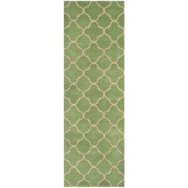 SAFAVIEH Chatham Clinton Geometric Wool Runner Rug, Green, 2'3" x 7'
