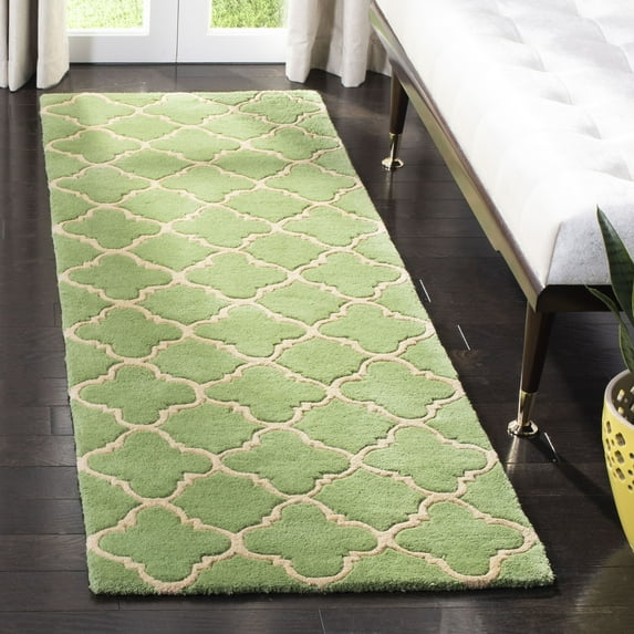 SAFAVIEH Chatham Connor Geometric Wool Runner Rug, Green, 2'3" x 7'