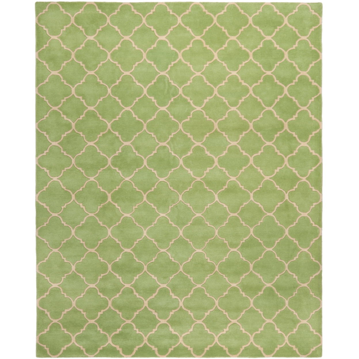 Ivory Geometric Handmade Tufted Wool Square Rug, 5' x 8'