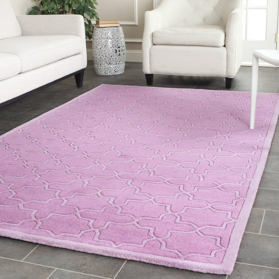 SAFAVIEH Chatham Danny Geometric Wool Area Rug, Pink, 5' x 5' Square