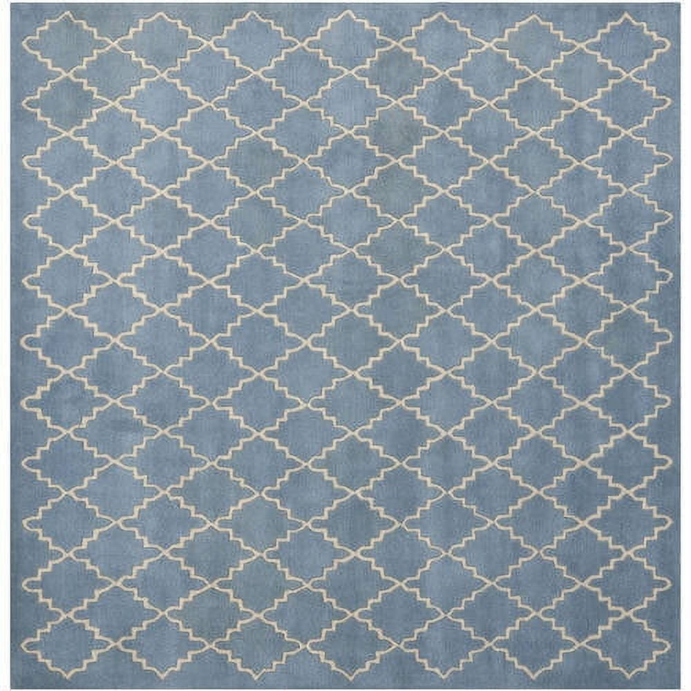Hand-Tufted Blue Wool Geometric 5' x 8' Area Rug