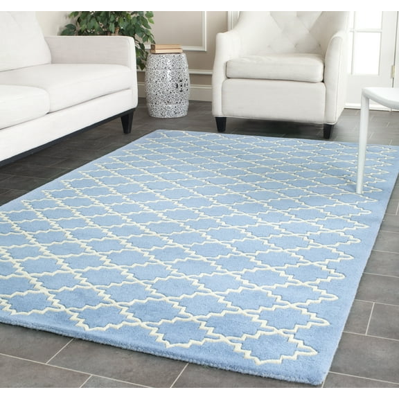 SAFAVIEH Chatham Dennis Geometric Wool Area Rug, Blue Gray, 5' x 8'