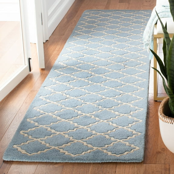 SAFAVIEH Chatham Dennis Geometric Wool Runner Rug, Blue Gray, 2'3" x 11'