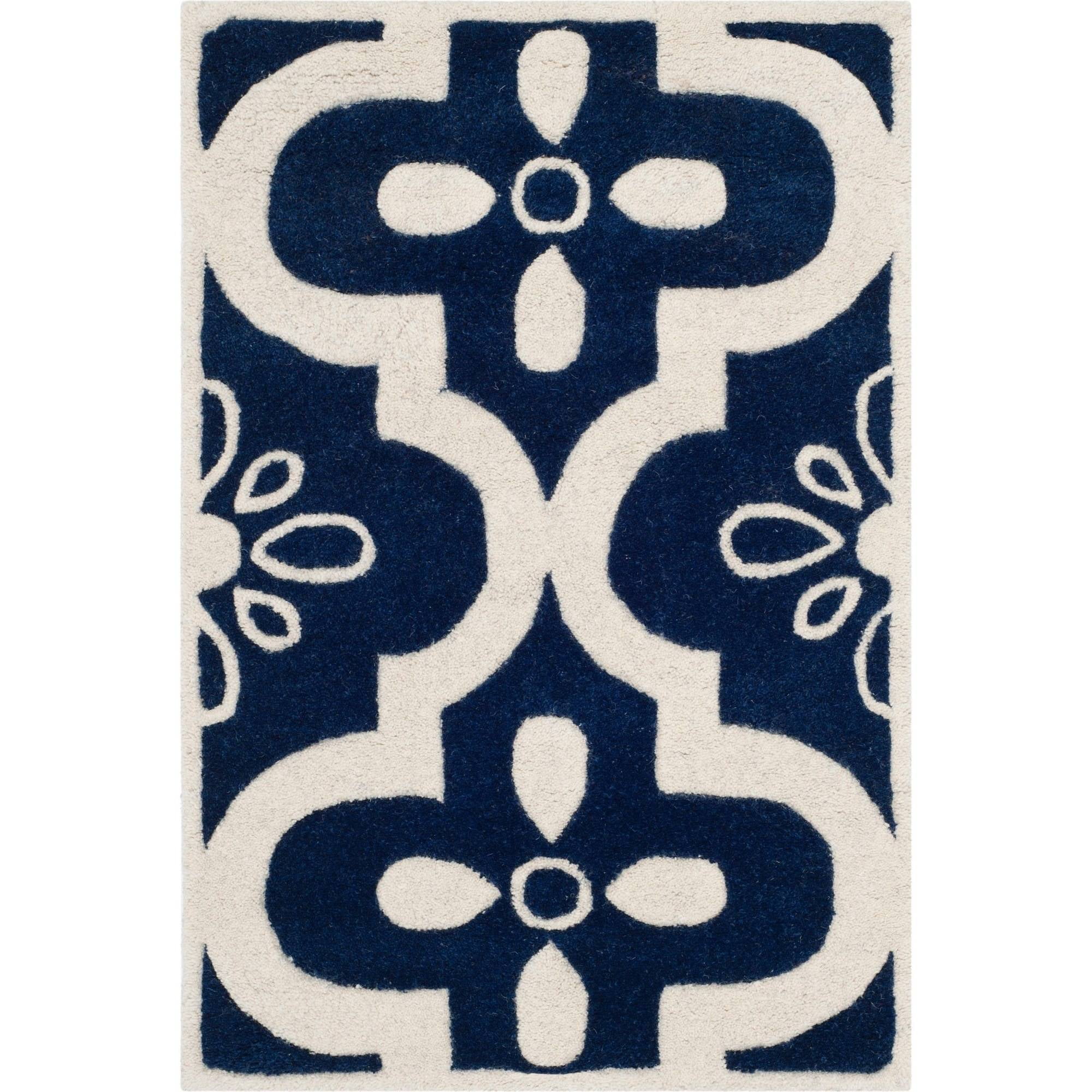 Ivory Hand-Tufted Wool Square Rug, 24" x 24"