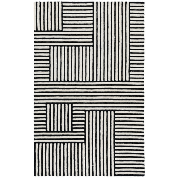SAFAVIEH Chatham Devereux Geometric Area Rug, Ivory/Black, 6' x 9'