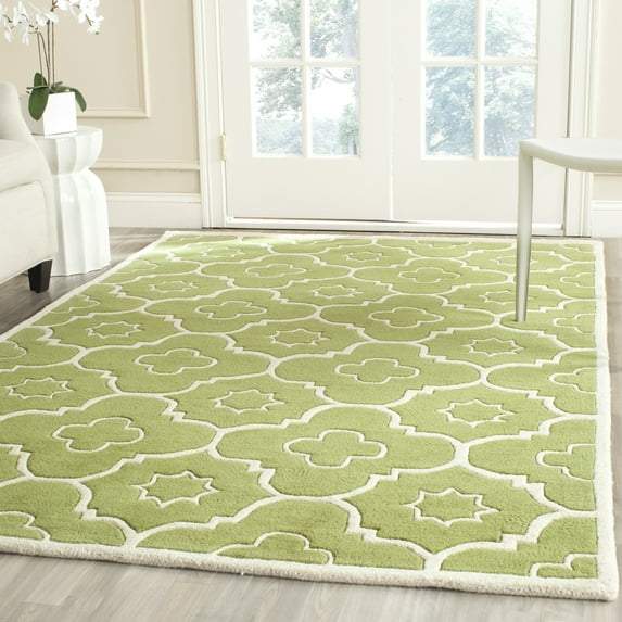 SAFAVIEH Chatham Diego Geometric Wool Area Rug, Green/Ivory, 6' x 9'