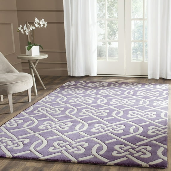 SAFAVIEH Chatham Duana Geometric Wool Area Rug, Purple/Ivory, 3' x 5'