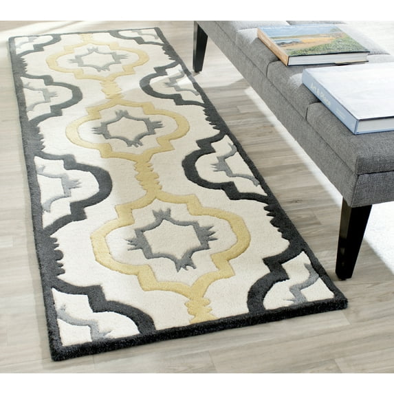 SAFAVIEH Chatham Dylan Geometric Wool Runner Rug, Ivory/Multi, 2'3" x 7'