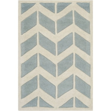 SAFAVIEH Chatham Easton Zigzag Stripes Wool Area Rug, Blue/Ivory, 2' x 3'