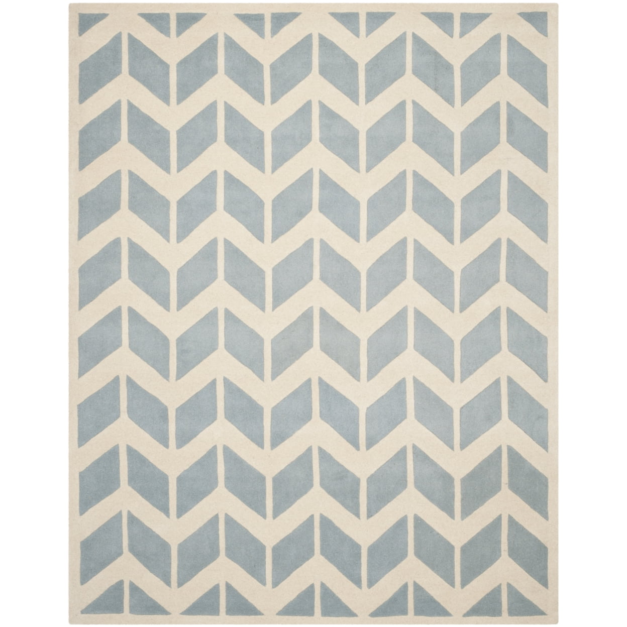 Hand-Tufted Elegance Wool Square Rug in Blue/Ivory, 5' x 5'