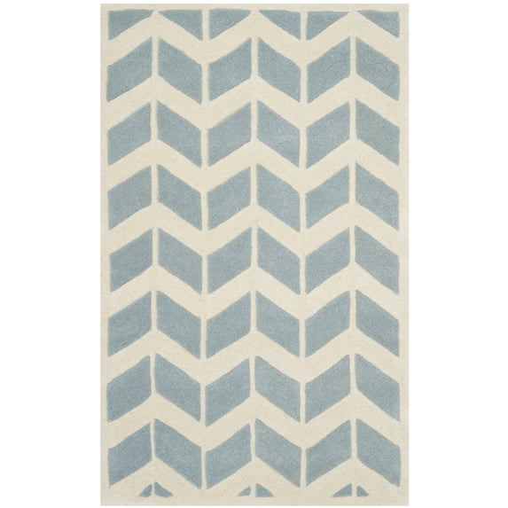 SAFAVIEH Chatham Easton Geometric Wool Area Rug, Blue/Ivory, 5' x 8'