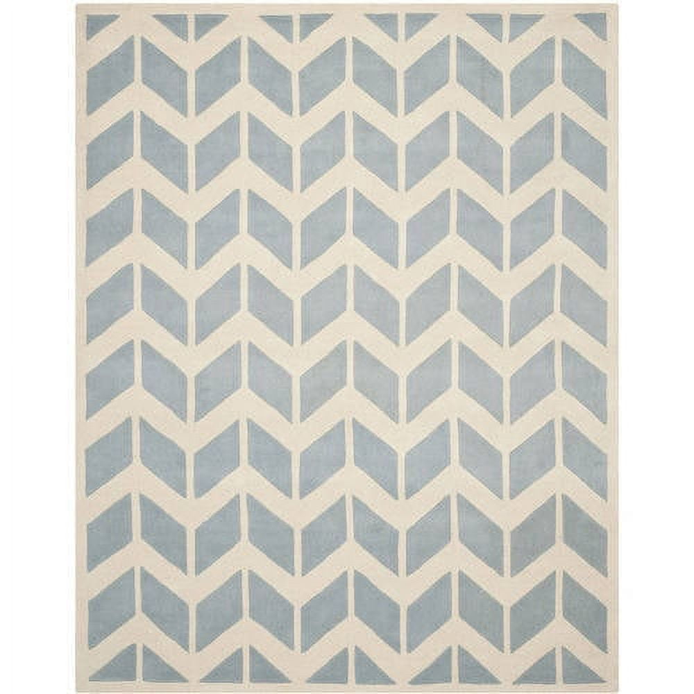 Blue and Ivory Hand-Tufted Wool 5' x 8' Area Rug