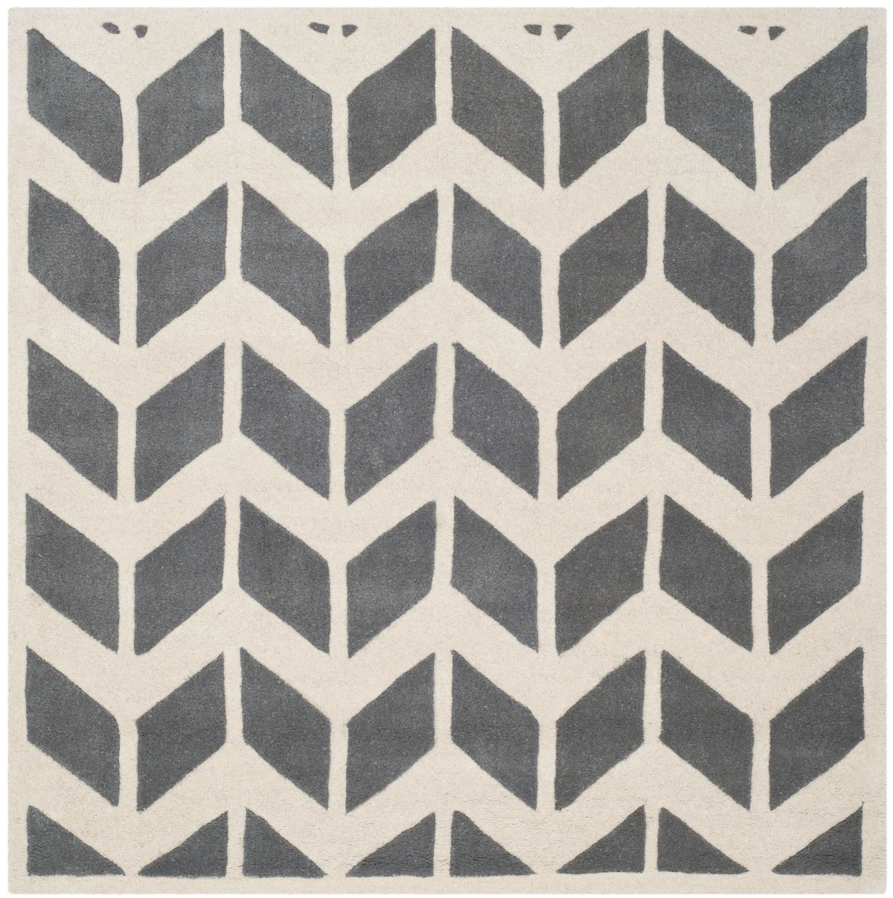 Chatham Easton 36" Dark Grey Ivory Hand-Tufted Square Wool Rug