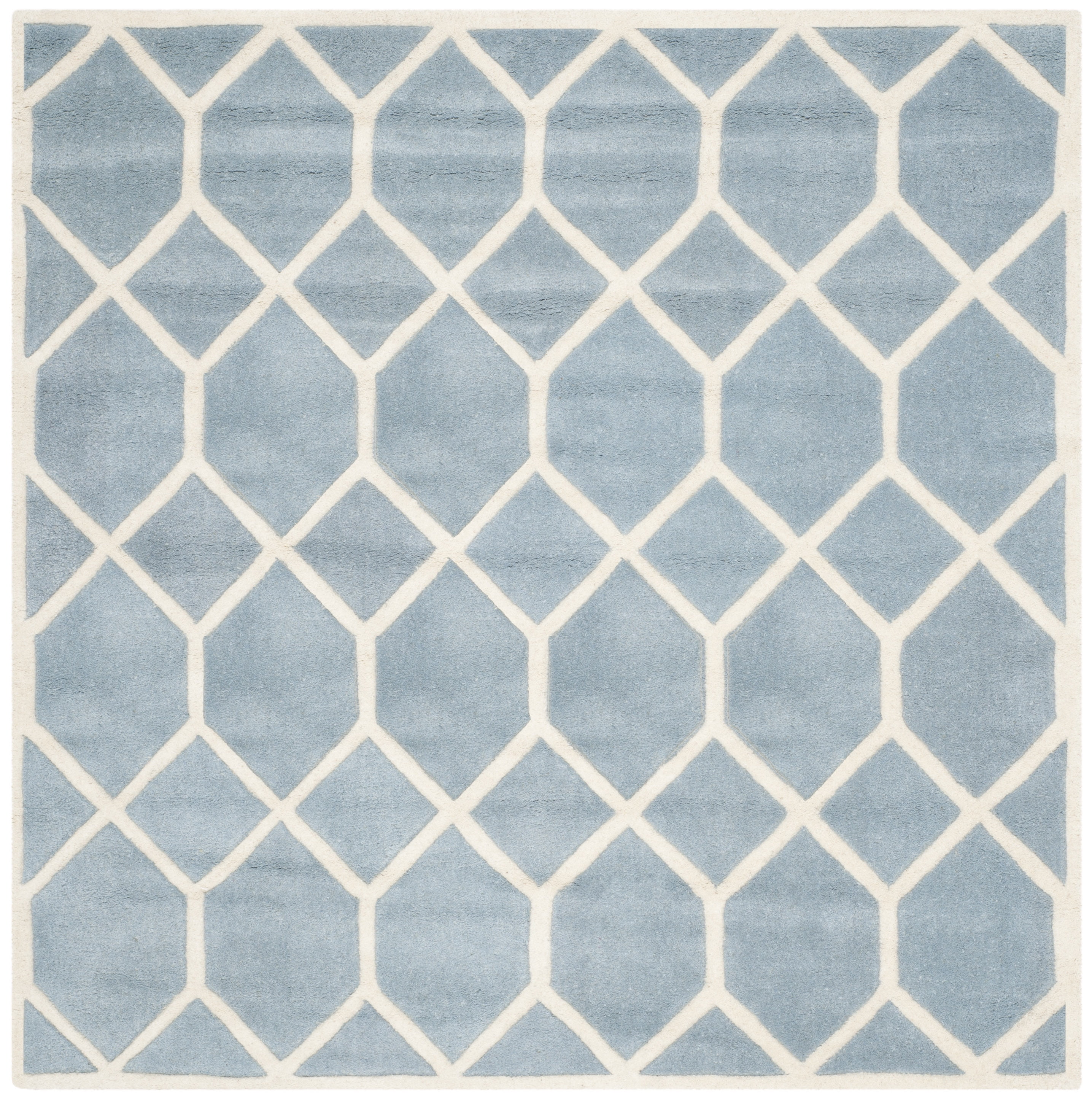 Handmade Tufted Blue Wool Square Rug 59"