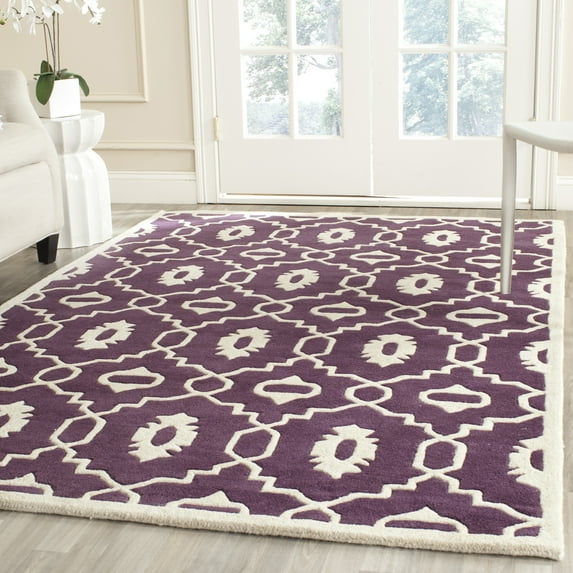 SAFAVIEH Chatham Ethan Geometric Wool Area Rug, Purple/Ivory, 6' x 9'