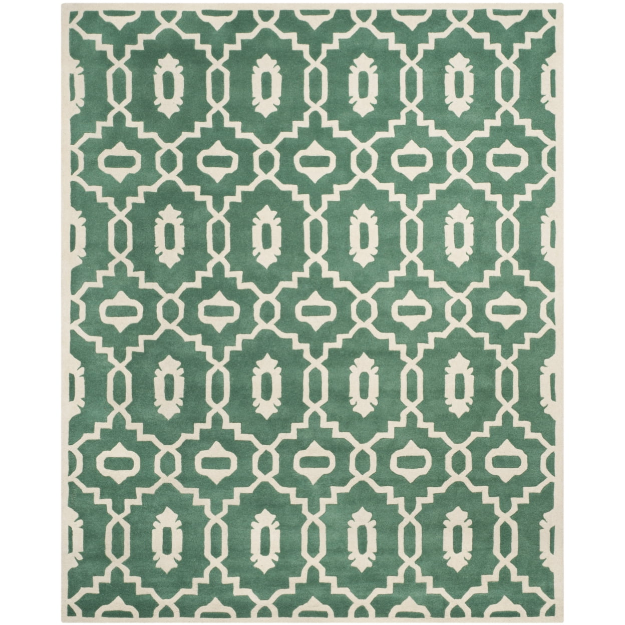 Ivory Square Hand-Tufted Wool Non-Slip Rug, 5' x 5'