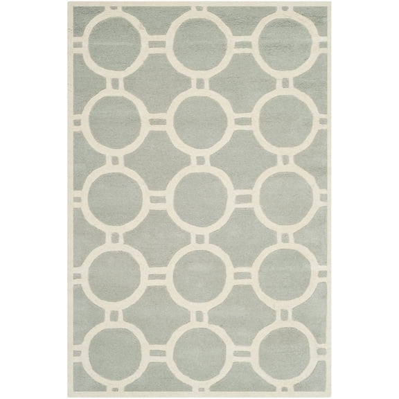 SAFAVIEH Chatham Felix Geometric Wool Area Rug, Gray/Ivory, 6' x 9'