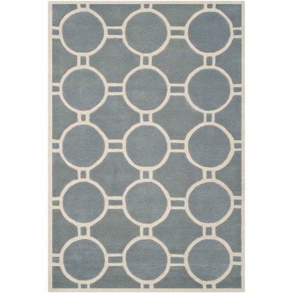SAFAVIEH Chatham Felix Geometric Wool Area Rug, Blue/Ivory, 5' x 8'