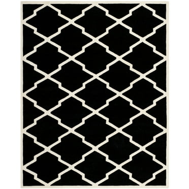 SAFAVIEH Chatham Franklin Geometric Quatrefoil Wool Area Rug, Black/Ivory, 2' x 3'