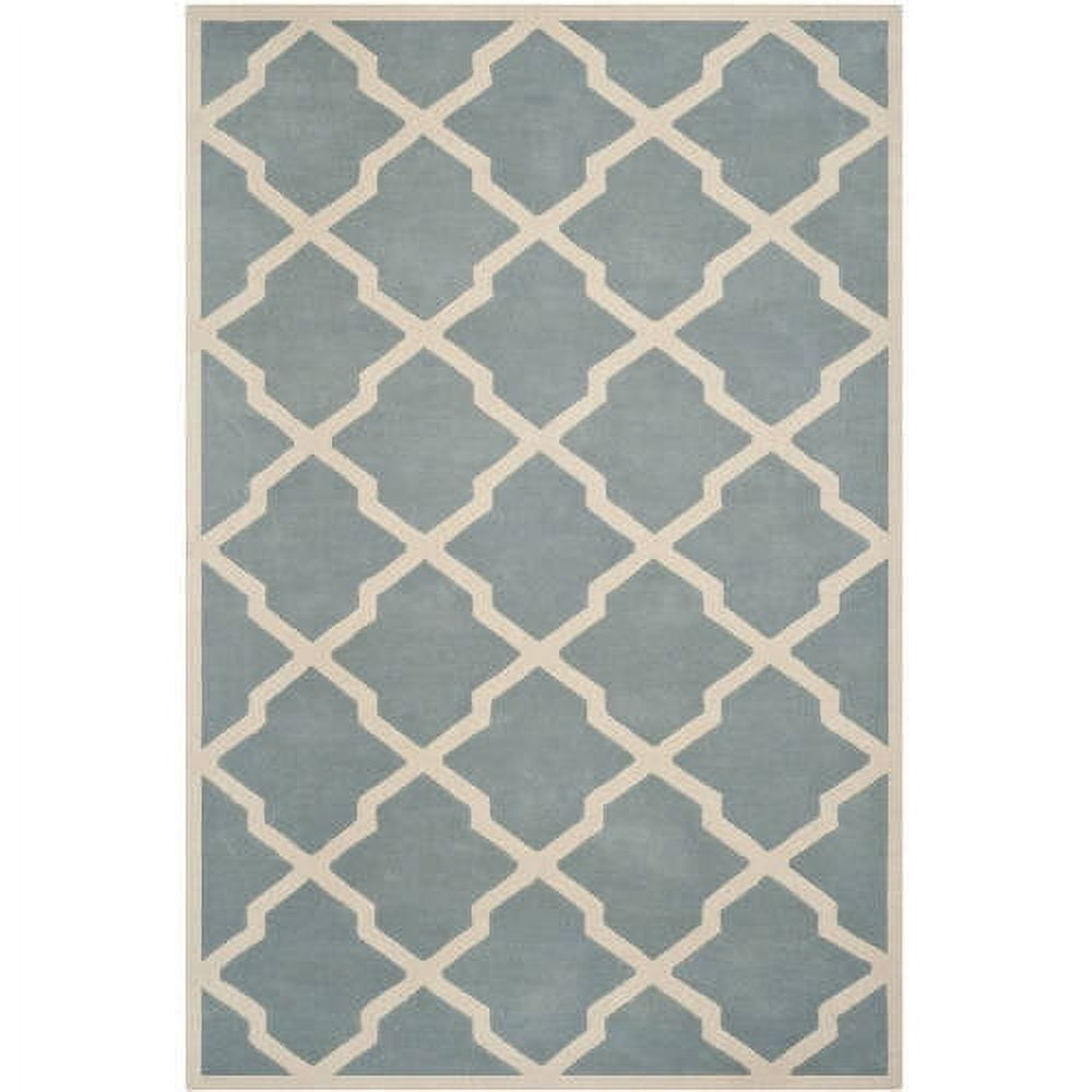 Hand-Tufted Blue and Ivory Geometric Wool Area Rug, 3' x 5'
