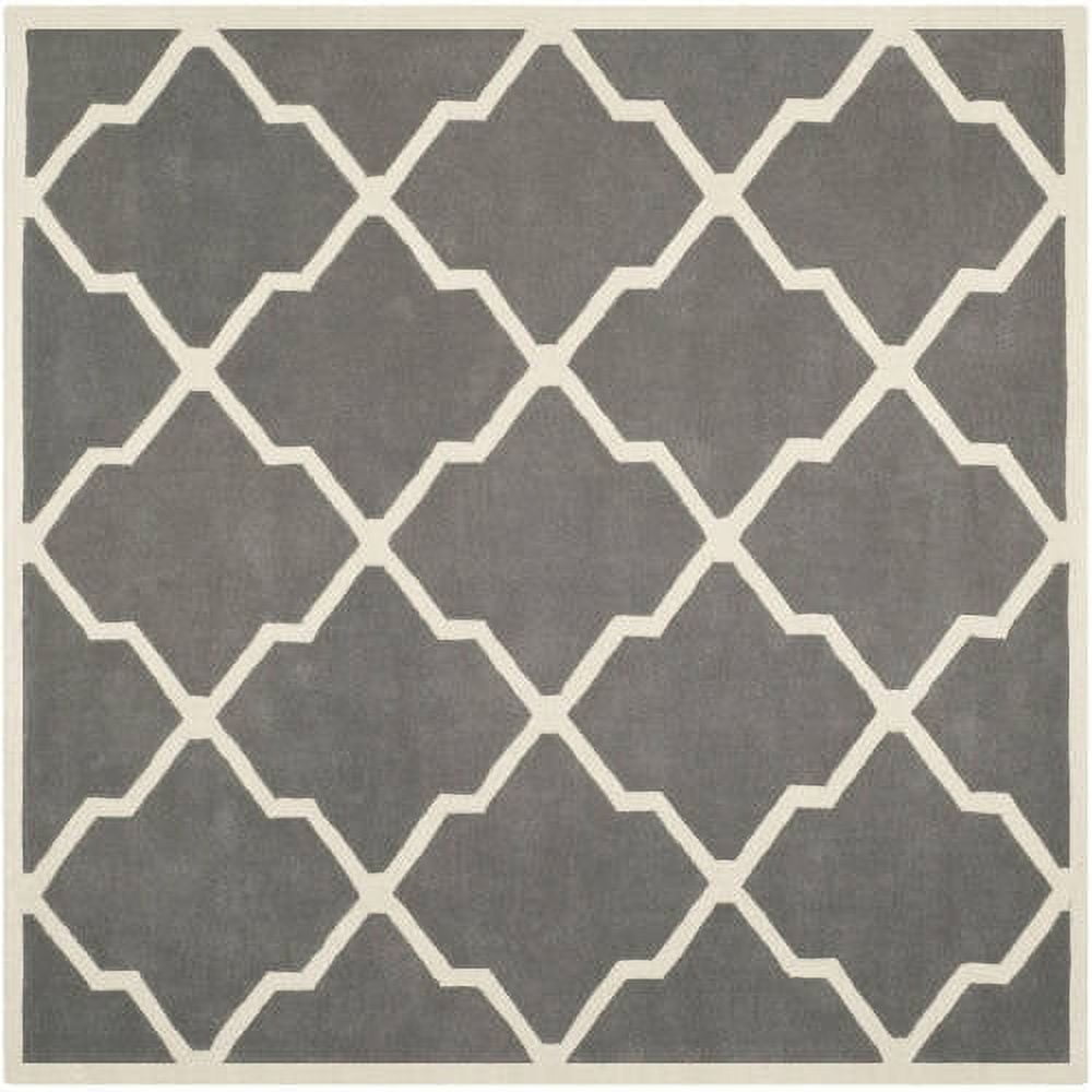 Hand-tufted Off-White Wool 5' Square Non-slip Area Rug