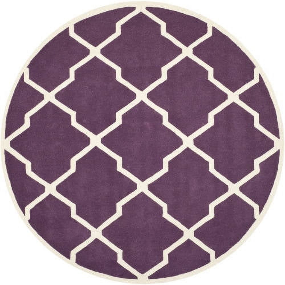 Purple and Ivory Hand-Tufted Wool Area Rug 3' x 5'