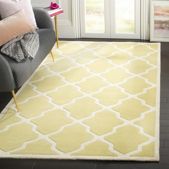 SAFAVIEH Chatham Franklin Geometric Wool Area Rug, Light Gold/Ivory, 8' x 10'