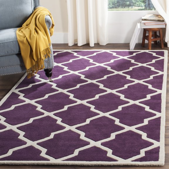SAFAVIEH Chatham Franklin Geometric Wool Area Rug, Purple/Ivory, 2' x 3'