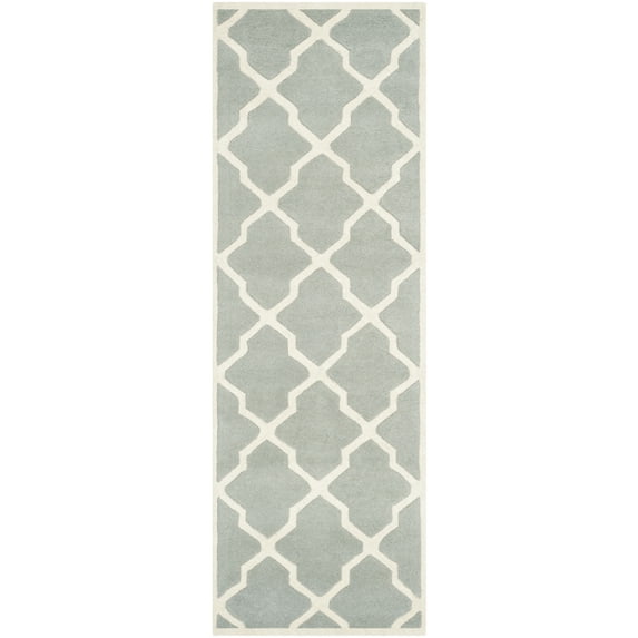 SAFAVIEH Chatham Franklin Geometric Wool Runner Rug, Gray/Ivory, 2'3" x 9'