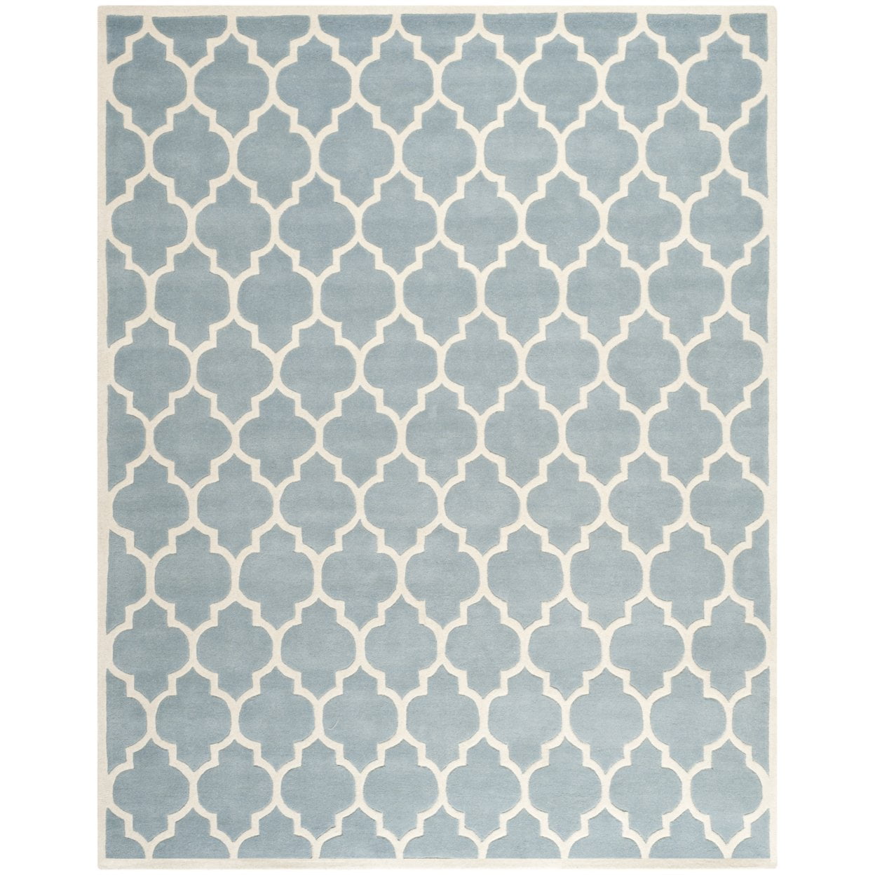 Handmade Blue and Ivory Tufted Wool Square Rug