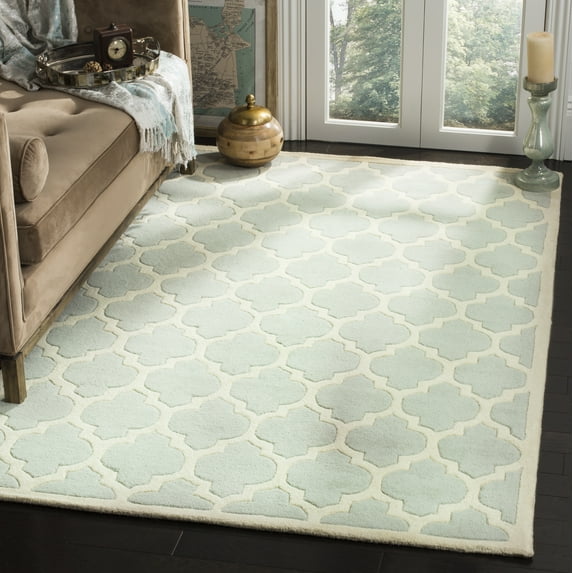 SAFAVIEH Chatham Freddy Geometric Wool Area Rug, Gray/Ivory, 3' x 5'