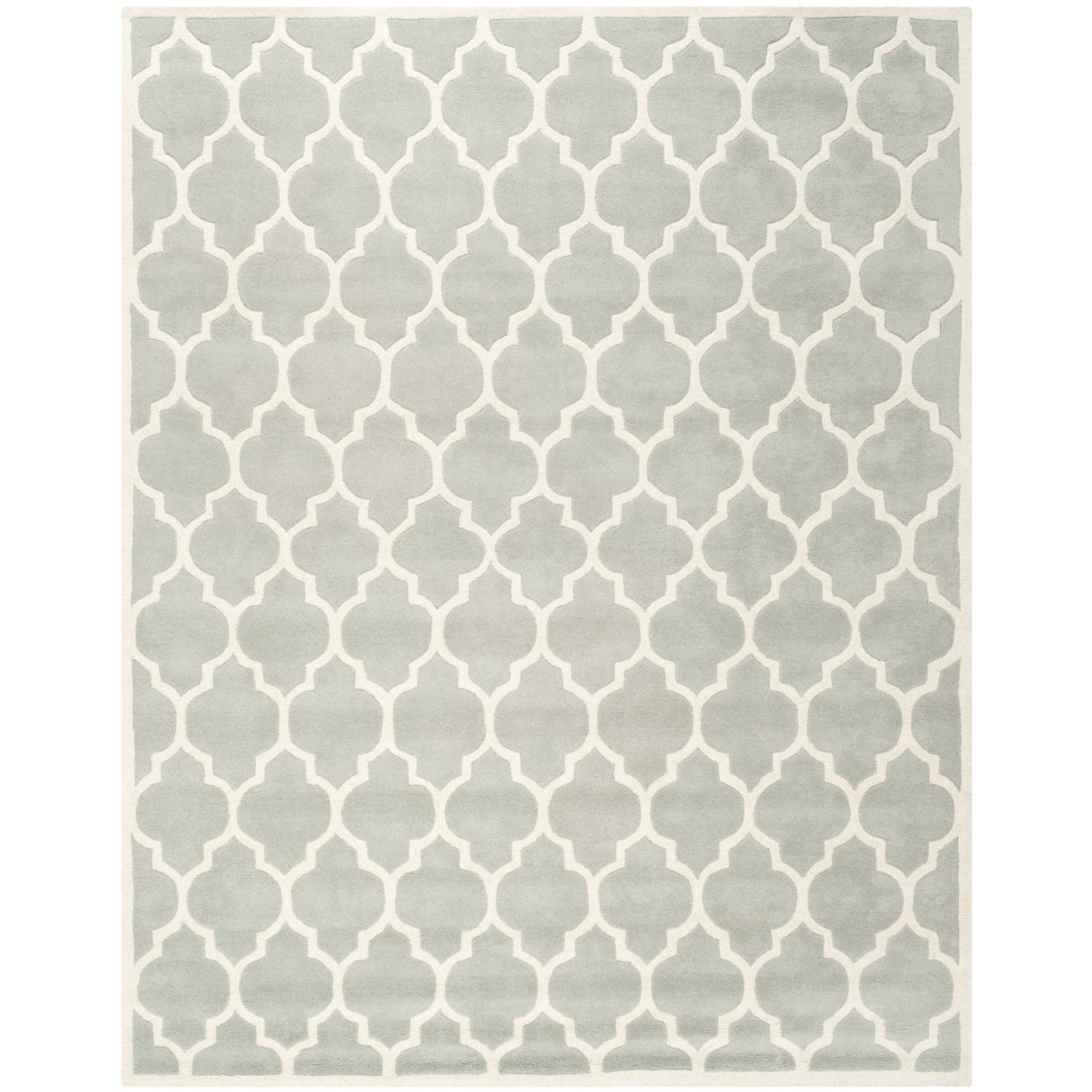 Ivory and Grey Hand-Tufted Wool Area Rug, 8' x 10'