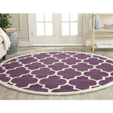 SAFAVIEH Chatham Gavin Geometric Wool Area Rug, Purple/Ivory, 5' x 8'
