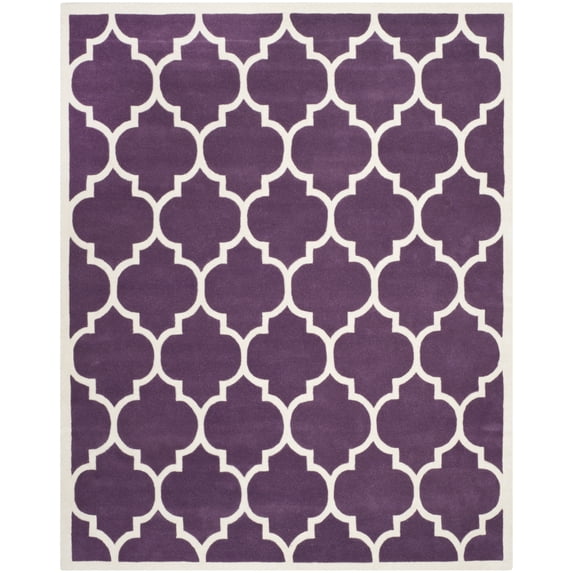 SAFAVIEH Chatham Gavin Geometric Wool Area Rug, Purple/Ivory, 6' x 9'