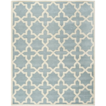 SAFAVIEH Chatham Giovanni Geometric Wool Area Rug, Blue/Ivory, 2' x 3'