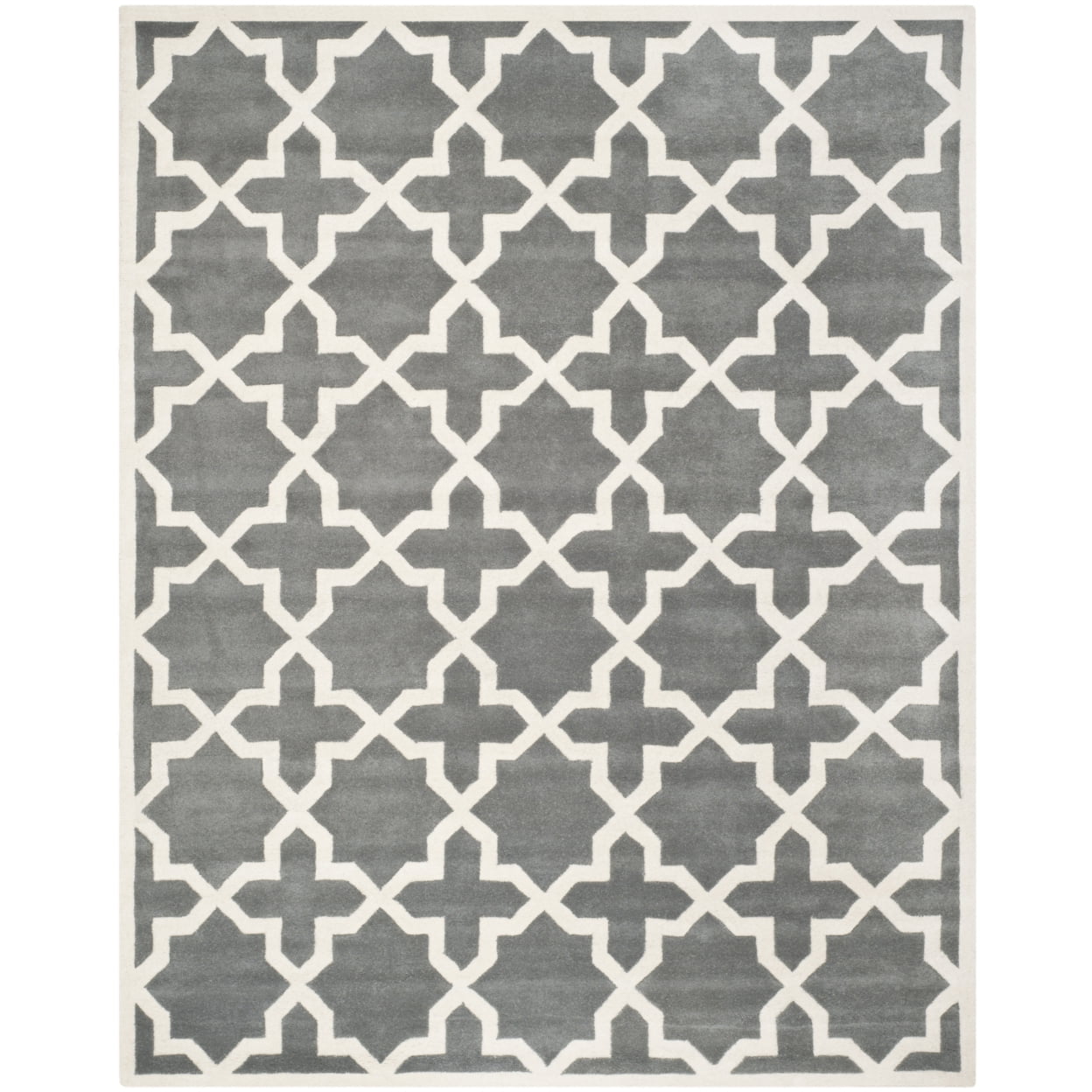 Handmade Dark Grey and Ivory Wool 4' x 6' Rug