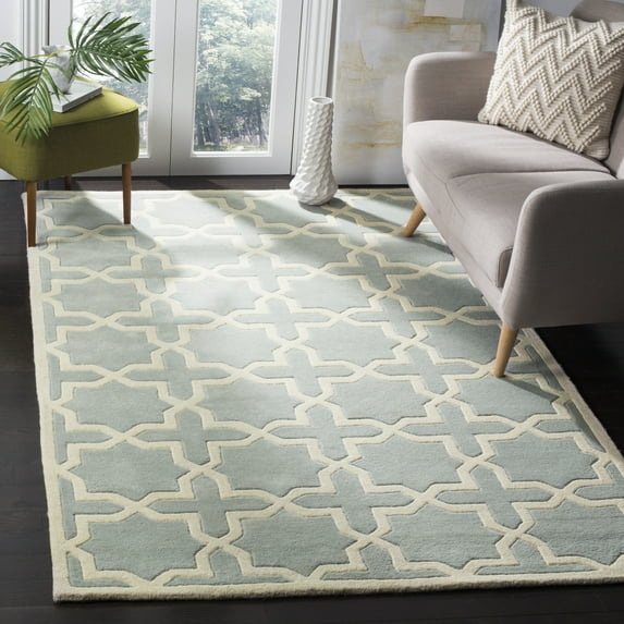 SAFAVIEH Chatham Giovanni Geometric Wool Area Rug, Gray/Ivory, 8'9" x 8'9" Square
