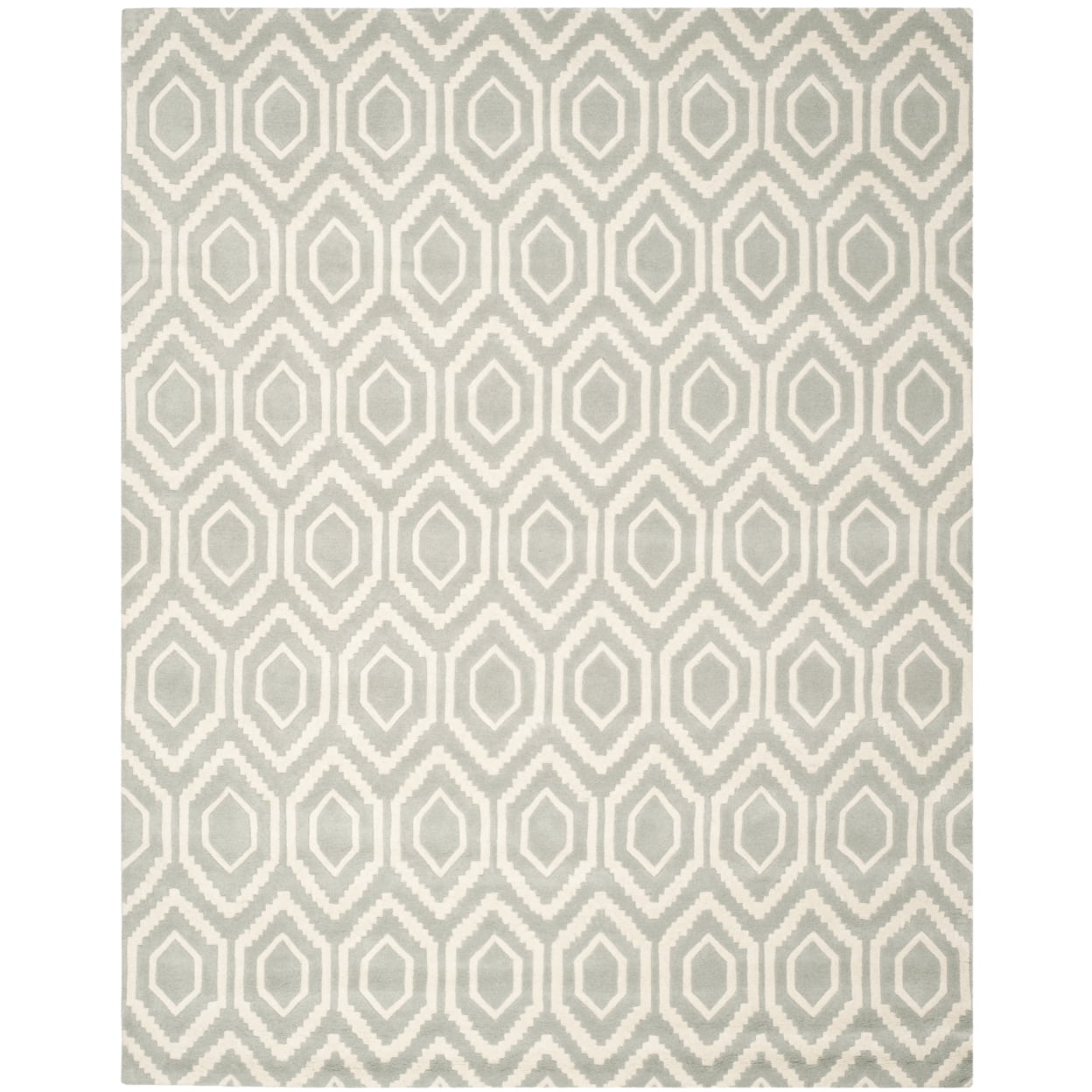 Hand-Tufted Chevron Wool 7' Square Area Rug in Grey/Ivory