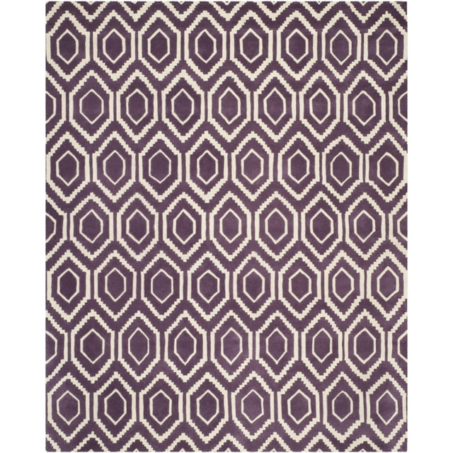 SAFAVIEH Chatham Graham Geometric Wool Area Rug, Purple/Ivory, 4' x 6'
