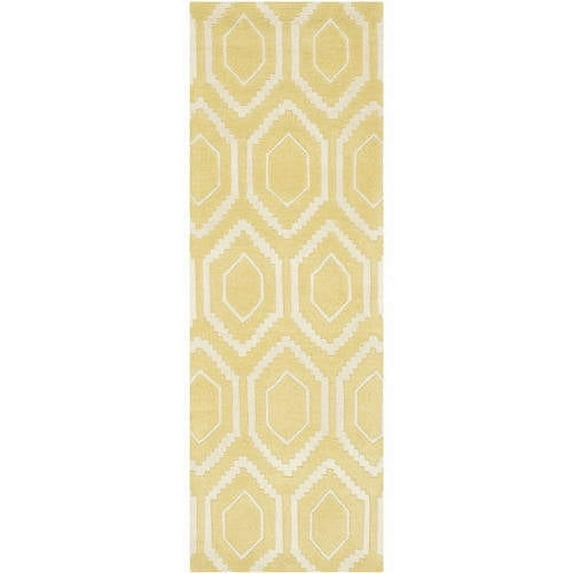 SAFAVIEH Chatham Graham Geometric Wool Runner Rug, Light Gold/Ivory, 2'3" x 5'