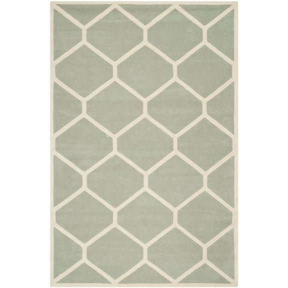 SAFAVIEH Chatham Greg Geometric Wool Area Rug, Grey/Ivory, 2' x 3'