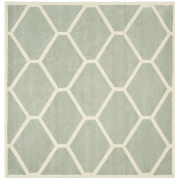SAFAVIEH Chatham Greg Geometric Wool Area Rug, Gray/Ivory, 7' x 7' Square